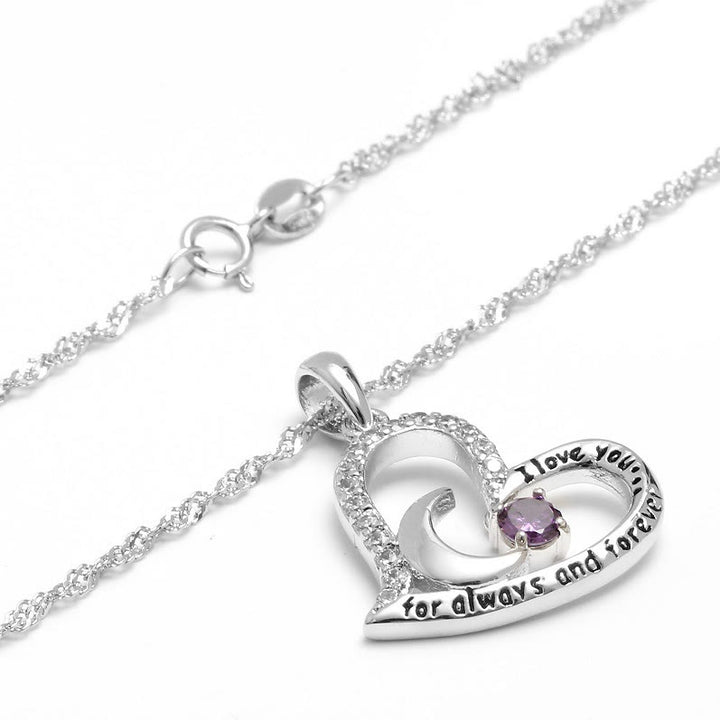 Collier Olivenorma « Je t'aime pour toujours et à jamais » en argent S925 avec pierre de naissance - image 17