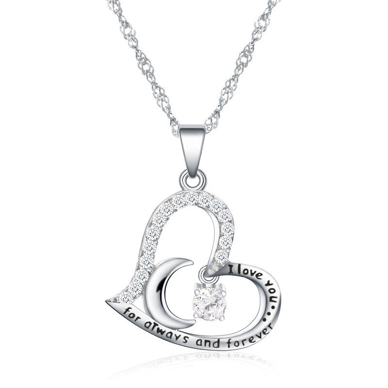 Collier Olivenorma « Je t'aime pour toujours et à jamais » en argent S925 avec pierre de naissance - Avril - Diamant simulé - image 4