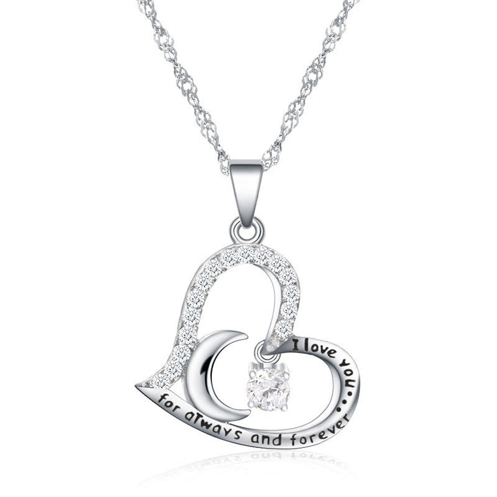 Collier Olivenorma « Je t'aime pour toujours et à jamais » en argent S925 avec pierre de naissance - Avril - Diamant simulé - image 4