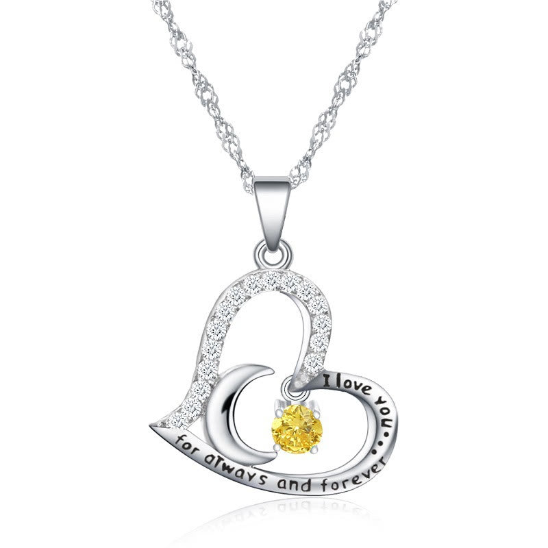 Collier Olivenorma « Je t'aime pour toujours et à jamais » en argent S925 avec pierre de naissance - Novembre-Citrine - image 11