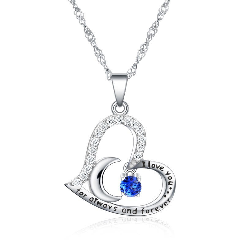 Collier Olivenorma « Je t'aime pour toujours et à jamais » en argent S925 avec pierre de naissance - Décembre-Zircon bleu - image 12