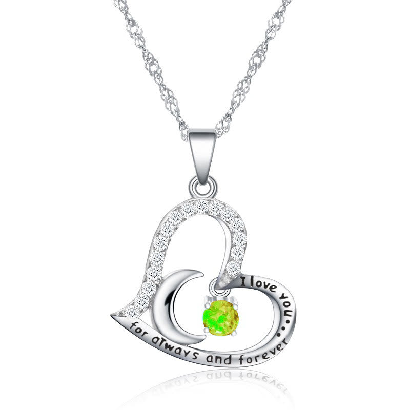 Collier Olivenorma « Je t'aime pour toujours et à jamais » en argent S925 avec pierre de naissance - Août-Péridot - image 8