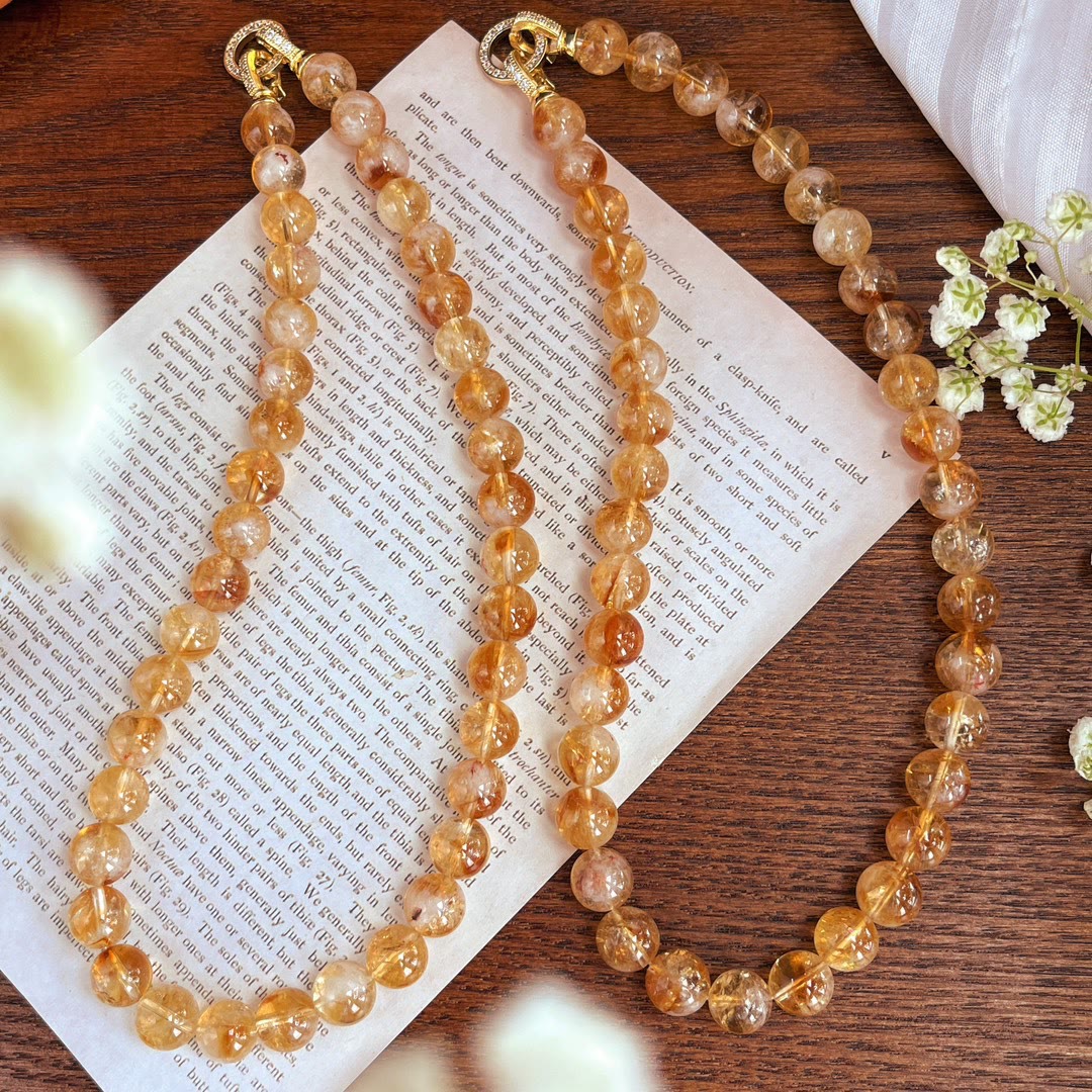 Collier et bracelet en perles de citrine naturelle Olivenorma de 10 mm