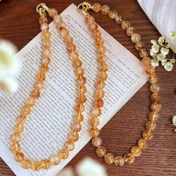 Collier et bracelet en perles de citrine naturelle Olivenorma de 10 mm