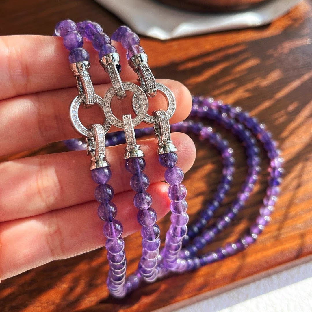 Collier de perles d'améthyste naturelle Olivenorma 6/8 mm