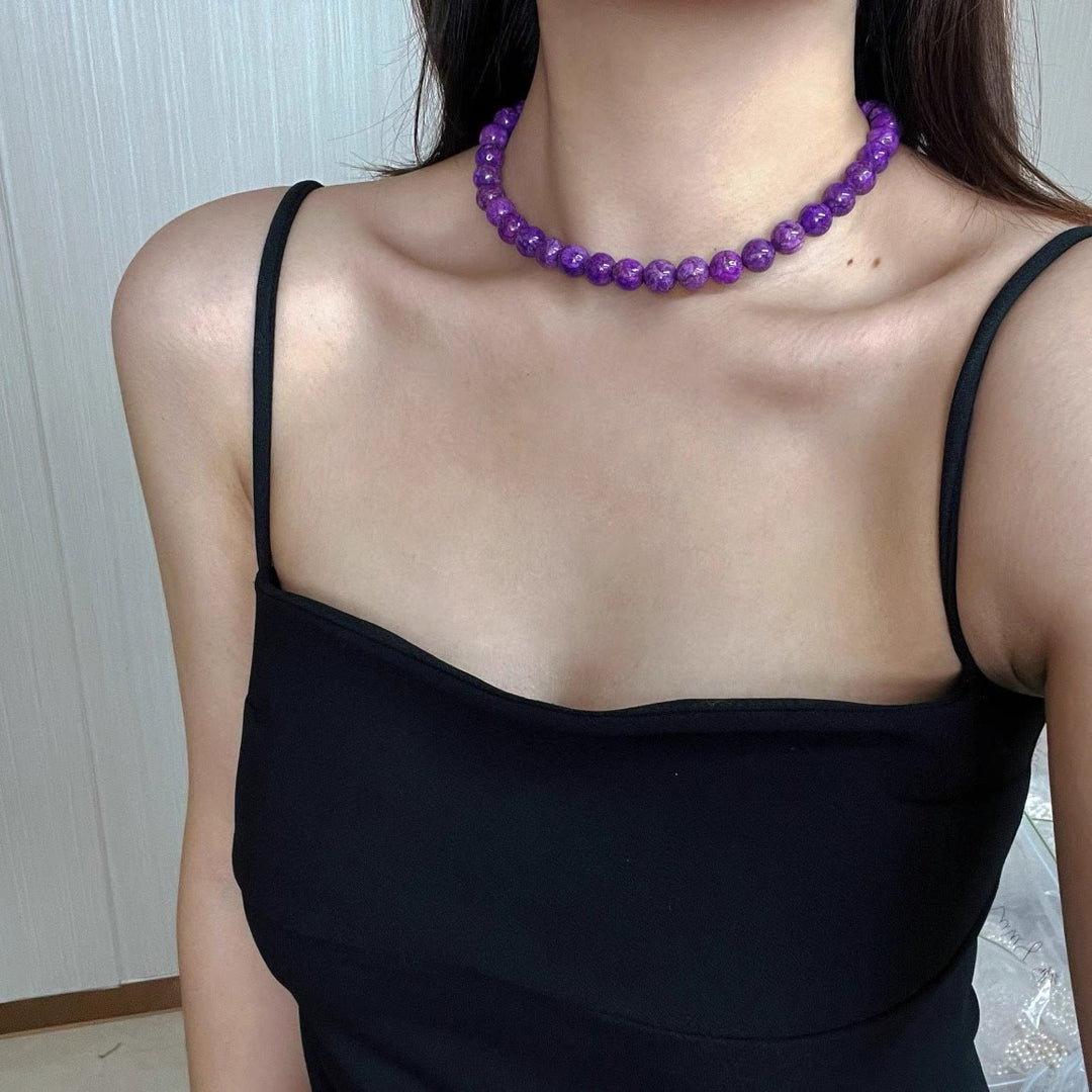 Collier de perles de charoïte naturelle Olivenorma