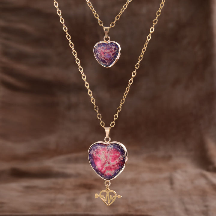 Collier avec pendentif double chaîne en pierre naturelle Olivenorma