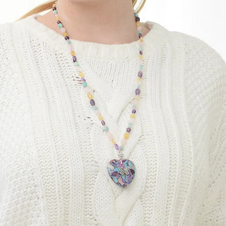 Collier de perles Olivenorma en améthyste, amazonite, citrine, quartz rose