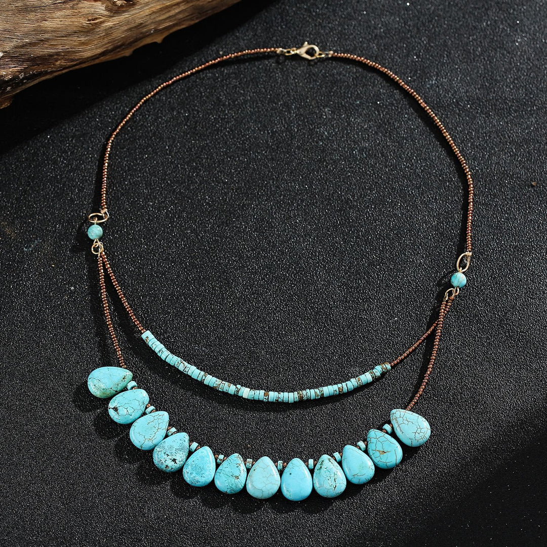 Collier délicat en turquoise naturelle bohème Olivenorma