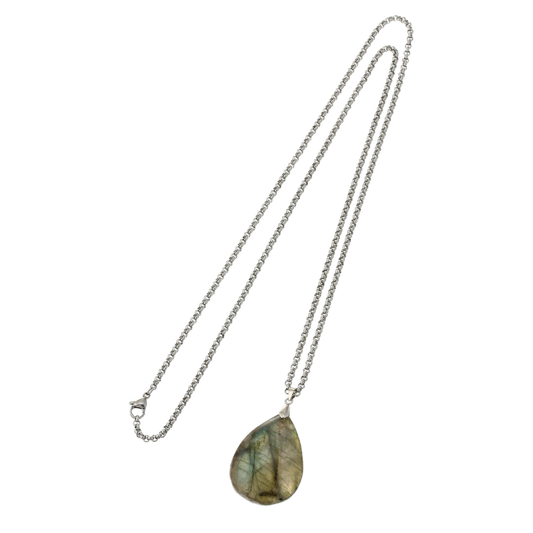 Collier pendentif goutte d'eau en labradorite Olivenorma