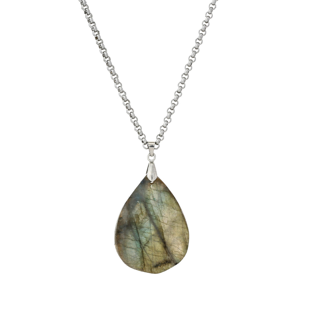 Collier pendentif goutte d'eau en labradorite Olivenorma