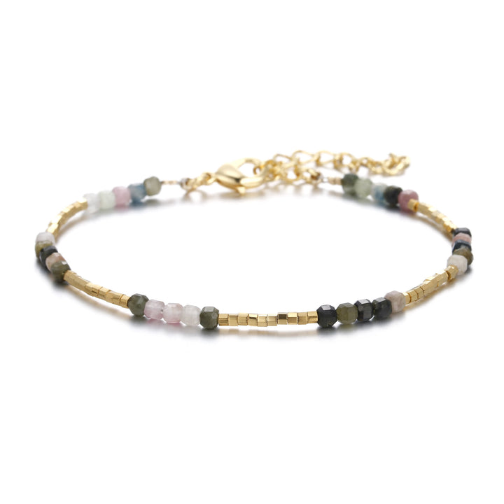 Bracelet à boucle en métal taillé en cube et pierre naturelle Olivenorma