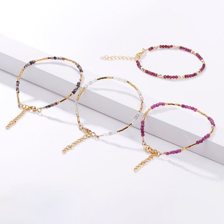 Bracelet à boucle en métal taillé en cube et pierre naturelle Olivenorma