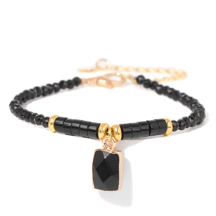 Bracelet pendentif carré en perles de pierre naturelle Olivenorma de 3 mm