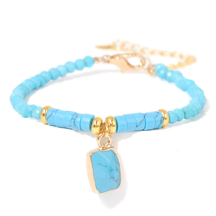 Bracelet pendentif carré en perles de pierre naturelle Olivenorma de 3 mm