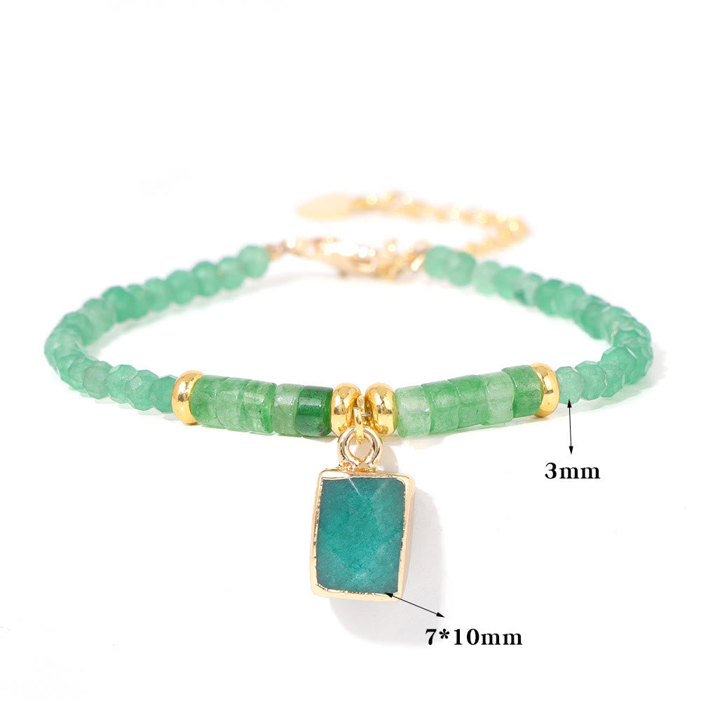 Bracelet pendentif carré en perles de pierre naturelle Olivenorma de 3 mm