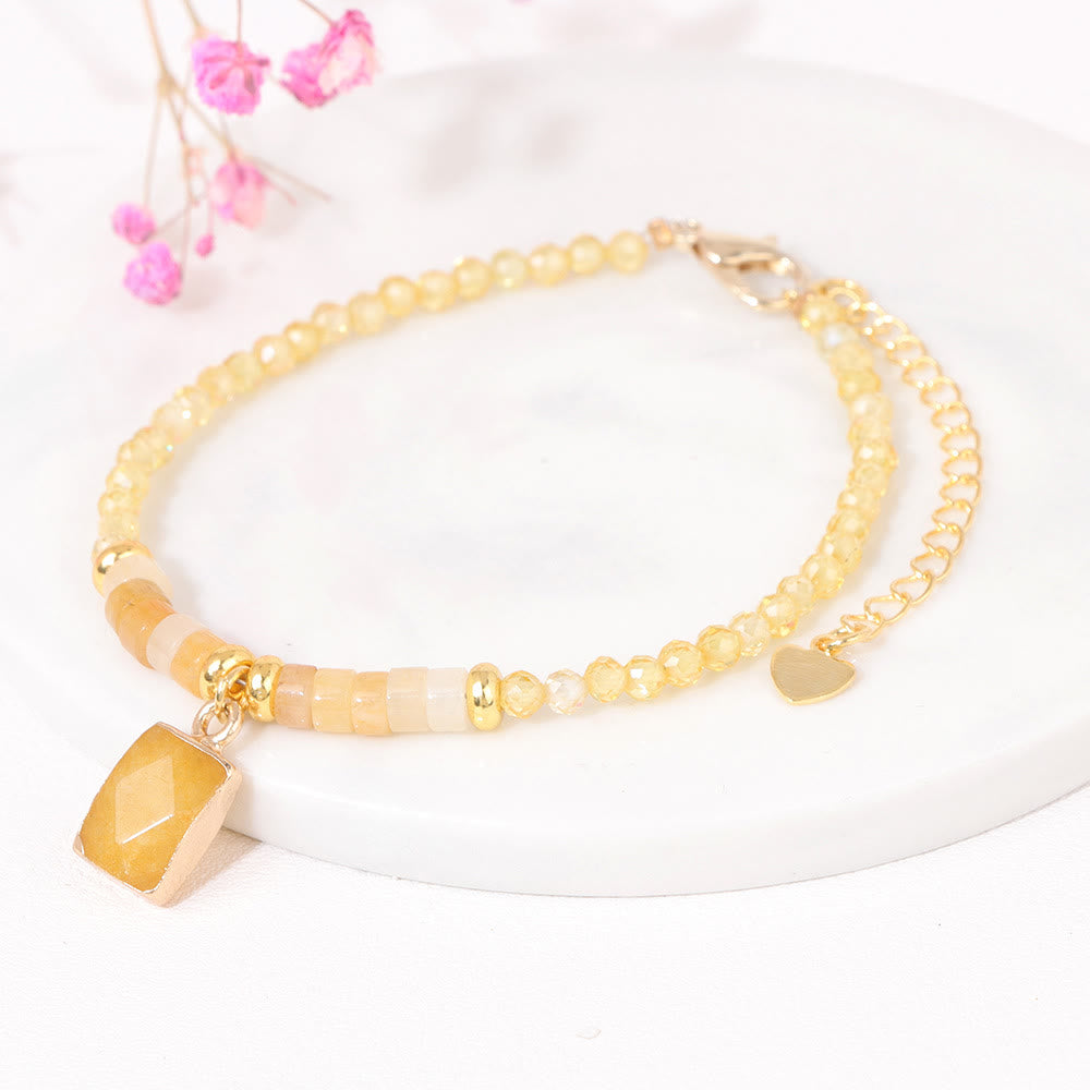 Bracelet pendentif carré en perles de pierre naturelle Olivenorma de 3 mm