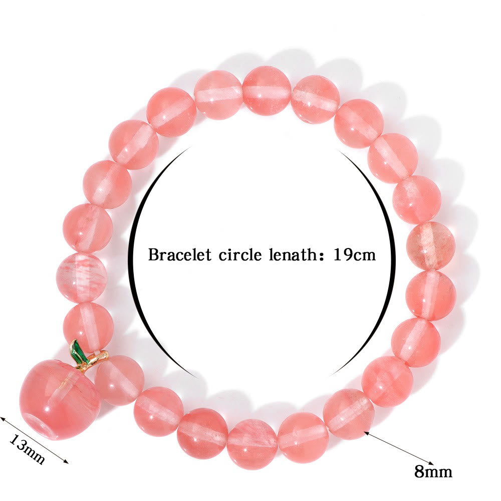 Bracelet pendentif pomme en perles de pierre naturelle Olivenorma de 8 mm