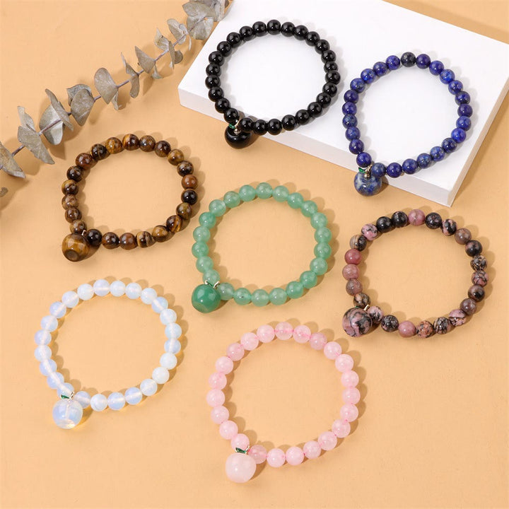 Bracelet pendentif pomme en perles de pierre naturelle Olivenorma de 8 mm