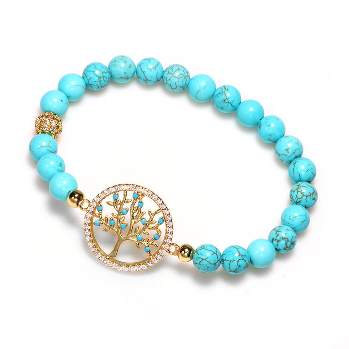 Bracelet Arbre de Vie en Perles de Turquoise Naturelles Olivenorma
