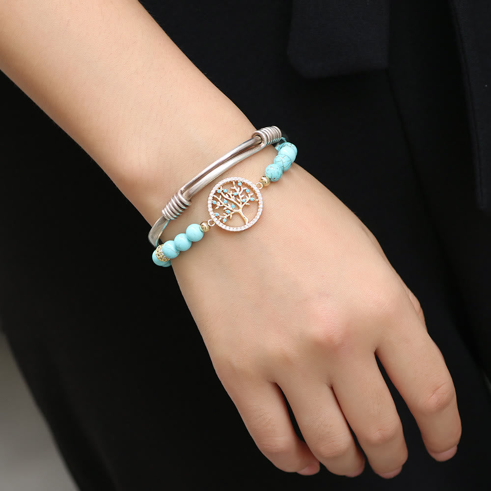 Bracelet Arbre de Vie en Perles de Turquoise Naturelles Olivenorma