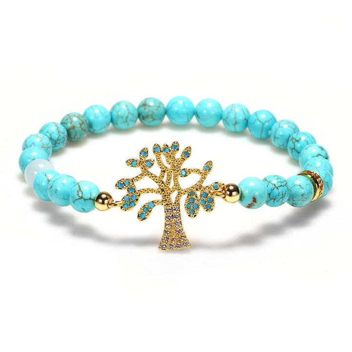 Bracelet Arbre de Vie en Perles de Turquoise Naturelles Olivenorma