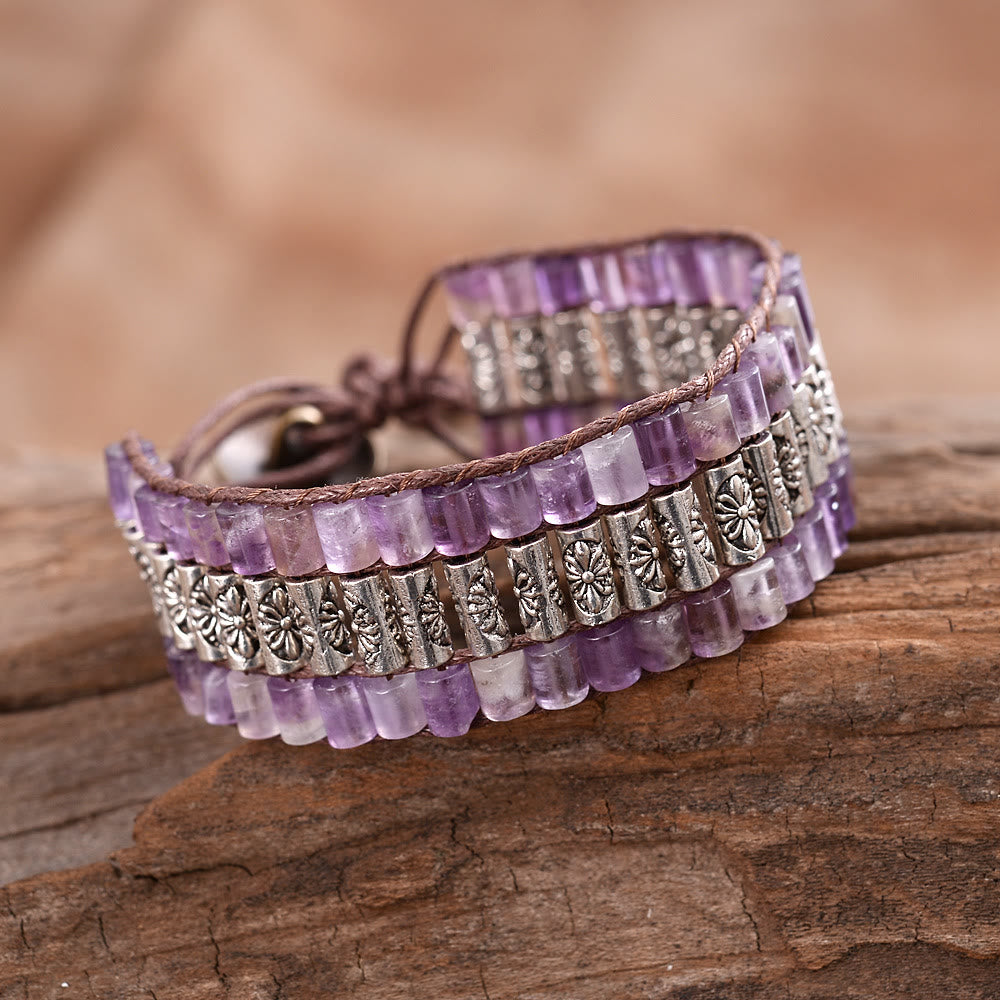 Bracelet large bohème en perles de pierre empereur Olivenorma