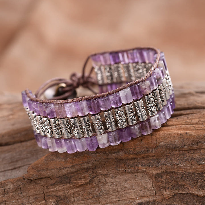 Bracelet large bohème en perles de pierre empereur Olivenorma