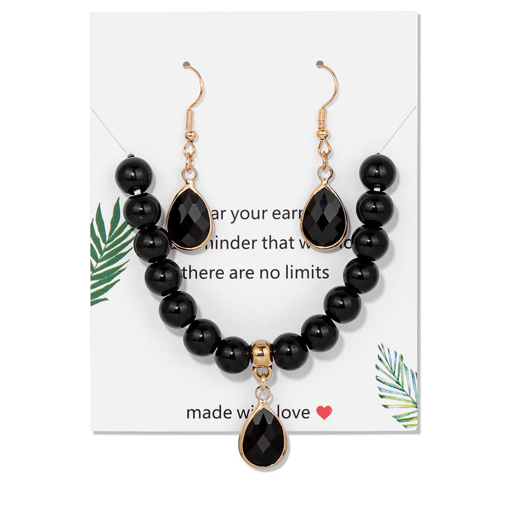 Ensemble de bijoux avec pendentif en forme de goutte et perles de cristal Olivenorma