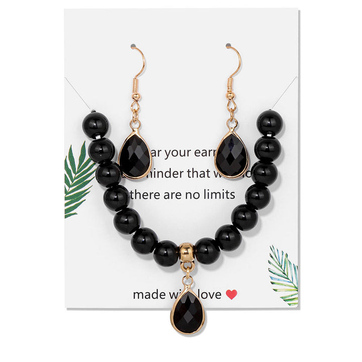 Ensemble de bijoux avec pendentif en forme de goutte et perles de cristal Olivenorma