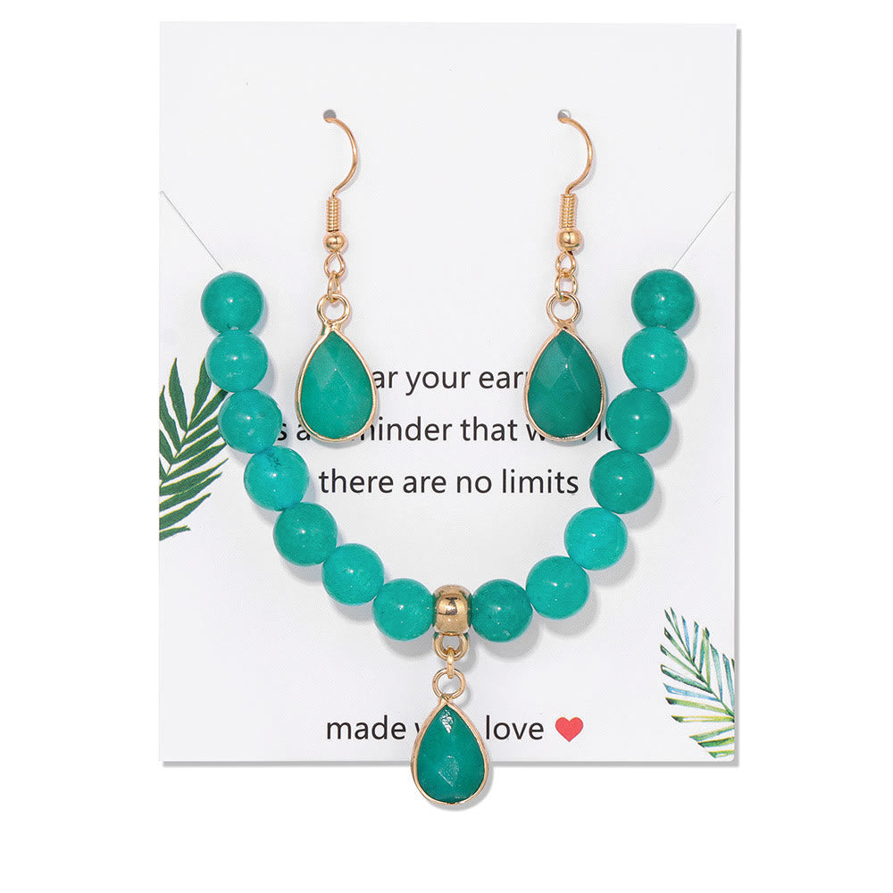 Ensemble de bijoux avec pendentif en forme de goutte et perles de cristal Olivenorma