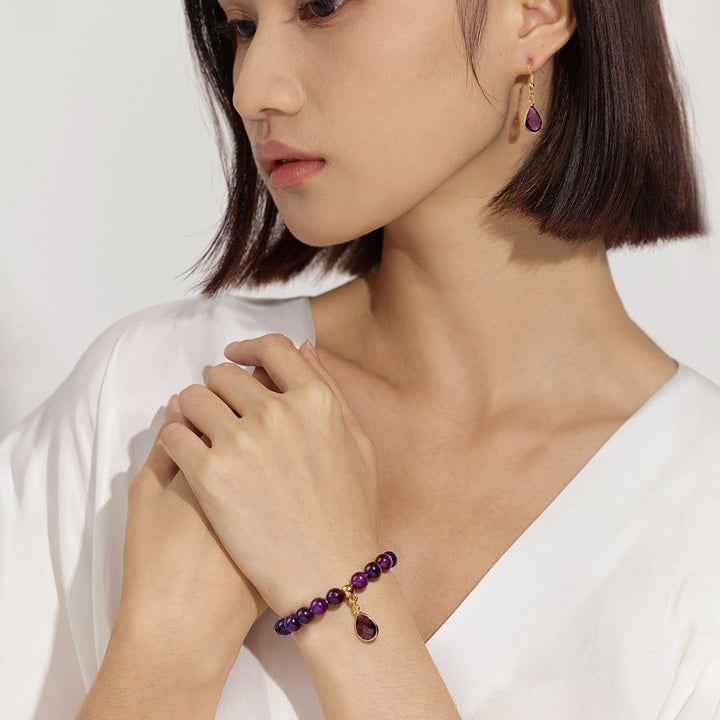 Ensemble de bijoux avec pendentif en forme de goutte et perles de cristal Olivenorma