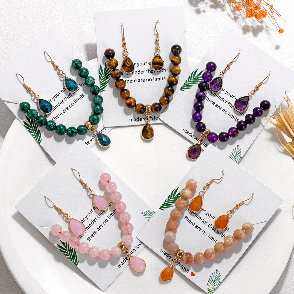 Ensemble de bijoux avec pendentif en forme de goutte et perles de cristal Olivenorma