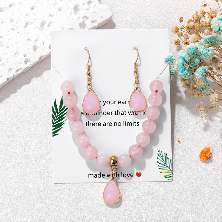 Ensemble de bijoux avec pendentif en forme de goutte et perles de cristal Olivenorma