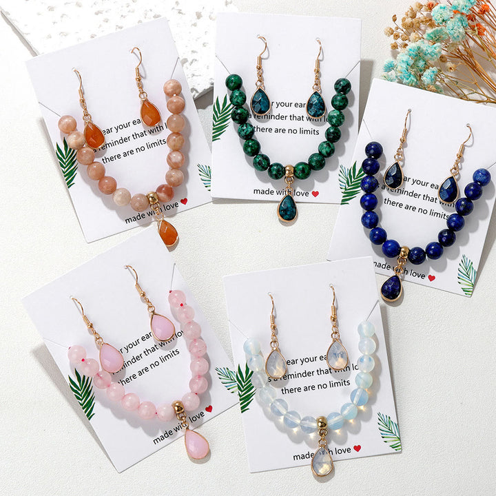 Ensemble de bijoux avec pendentif en forme de goutte et perles de cristal Olivenorma