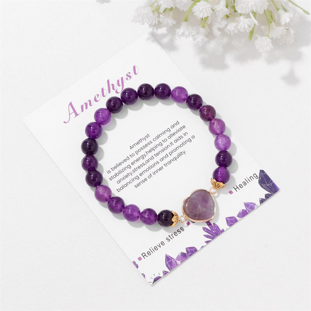 Bracelet pendentif cœur en perles de cristal naturel Olivenorma de 8 mm