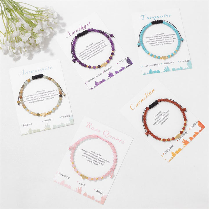 Bracelet à cordon Olivenorma en perles de cristal naturel de 4 mm