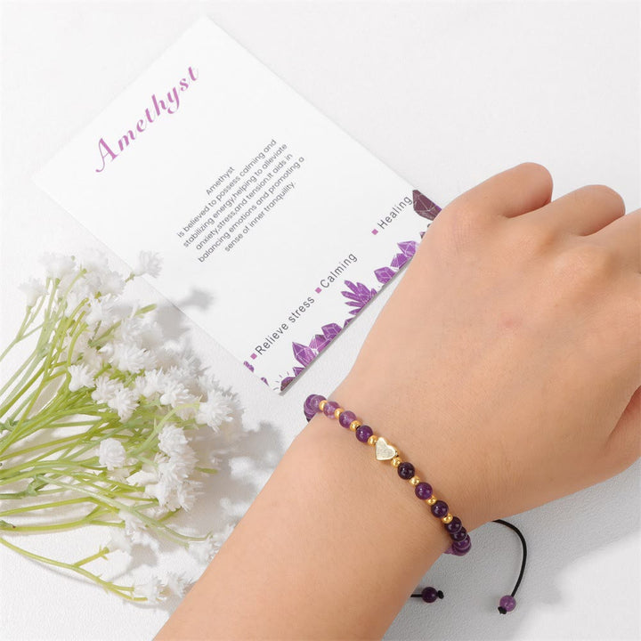 Bracelet à cordon Olivenorma en perles de cristal naturel de 4 mm