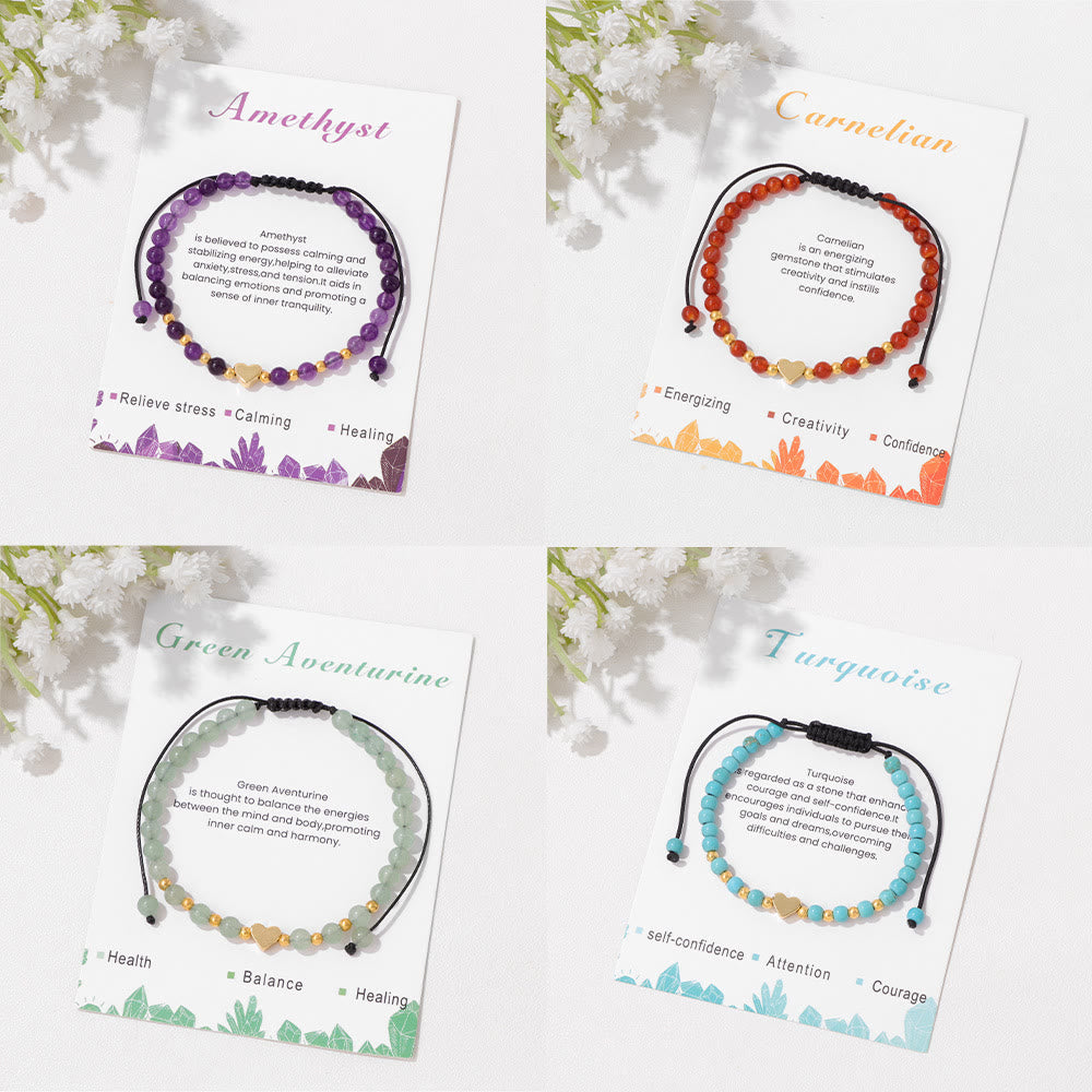 Bracelet à cordon Olivenorma en perles de cristal naturel de 4 mm