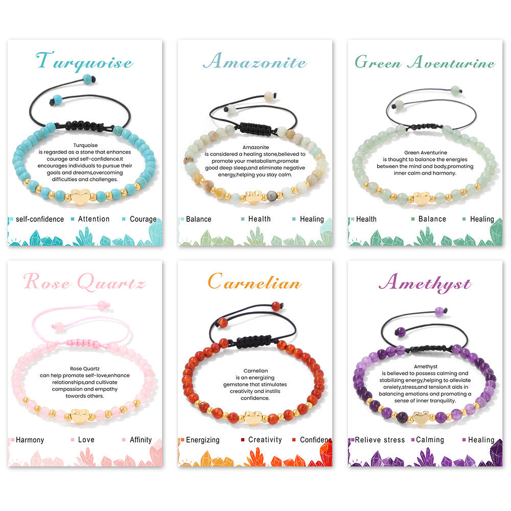 Bracelet à cordon Olivenorma en perles de cristal naturel de 4 mm