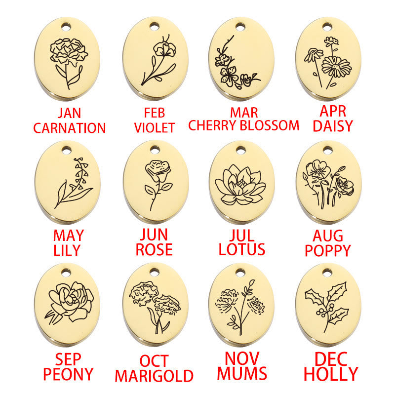 Bracelet Olivenorma en perles d'obsidienne de 8 mm avec fleur de naissance