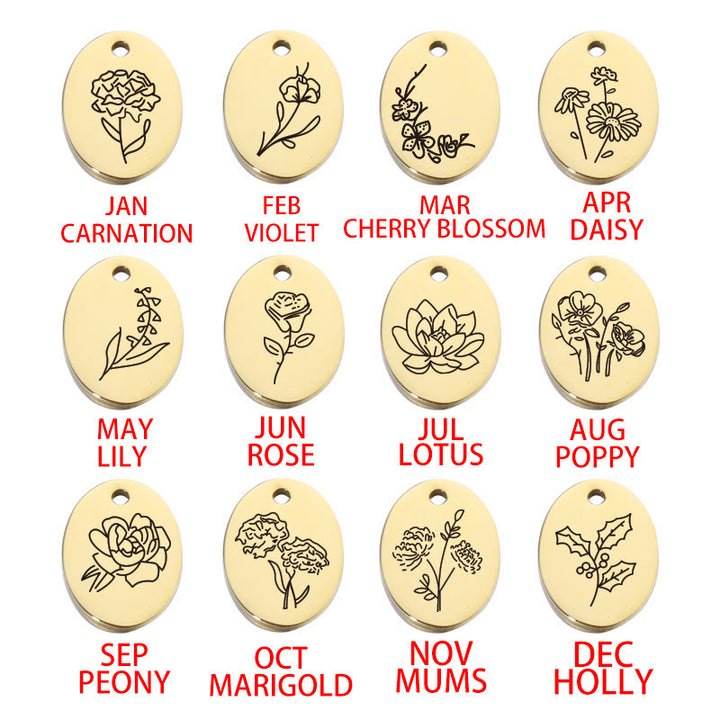 Bracelet Olivenorma en perles d'obsidienne de 8 mm avec fleur de naissance