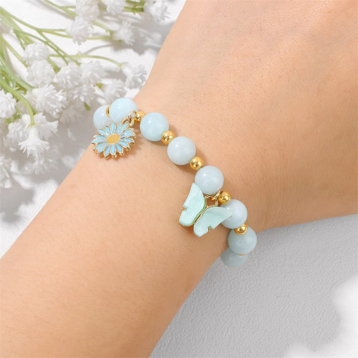 Bracelet pendentif papillon en perles de cristal naturel Olivenorma