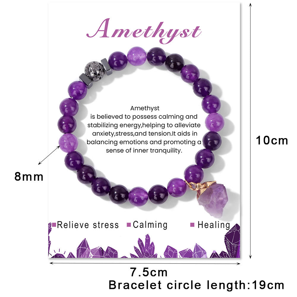 Bracelet pendentif en perles de pierre de lave naturelle Olivenorma