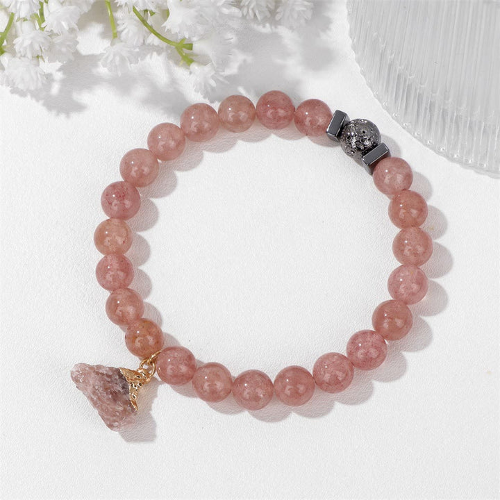 Bracelet pendentif en perles de pierre de lave naturelle Olivenorma