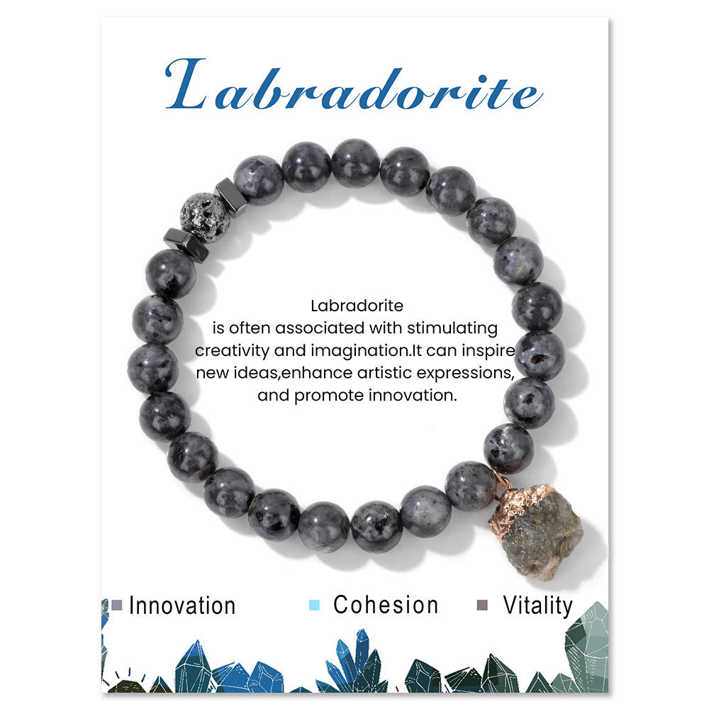 Bracelet pendentif en perles de pierre de lave naturelle Olivenorma