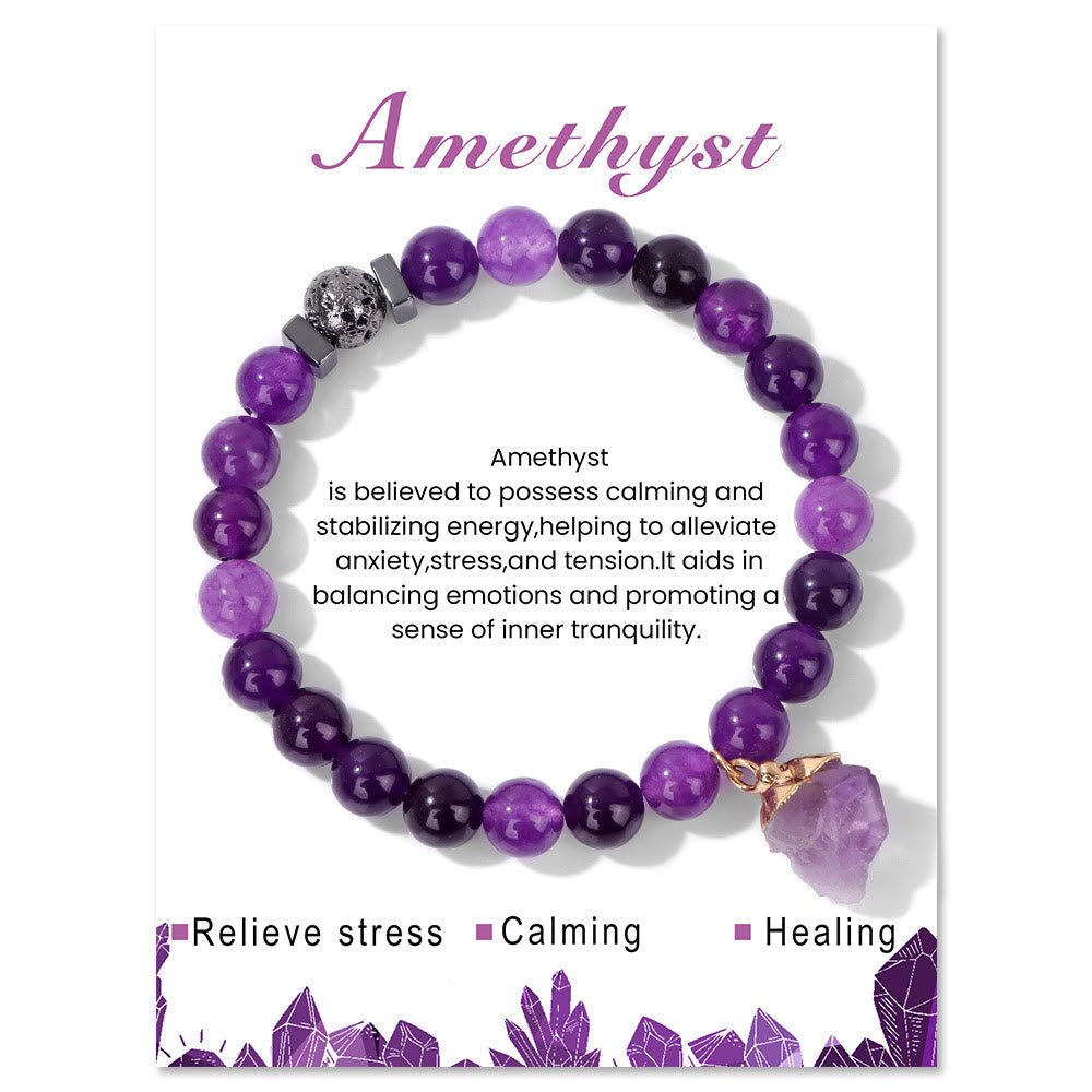 Bracelet pendentif en perles de pierre de lave naturelle Olivenorma