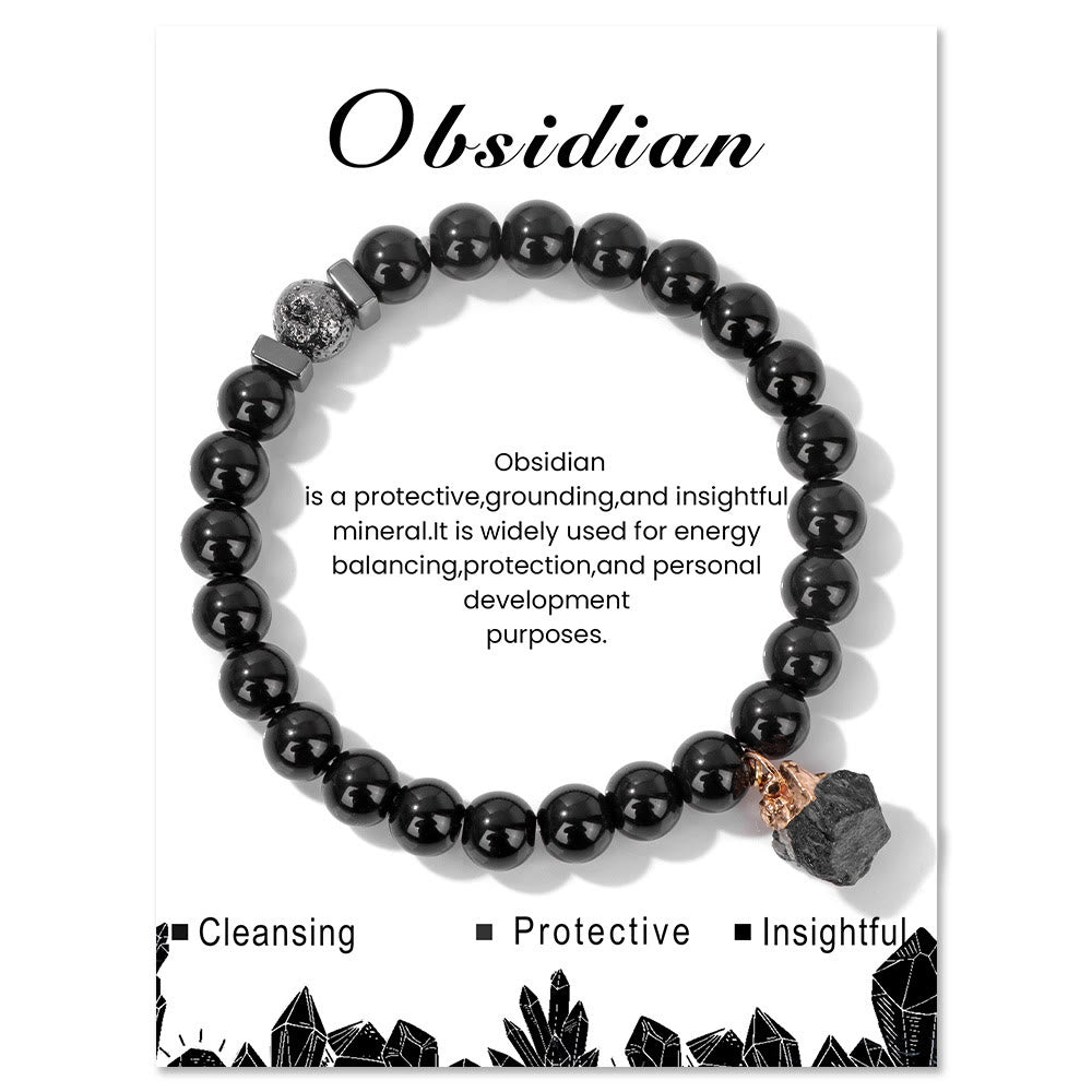 Bracelet pendentif en perles de pierre de lave naturelle Olivenorma