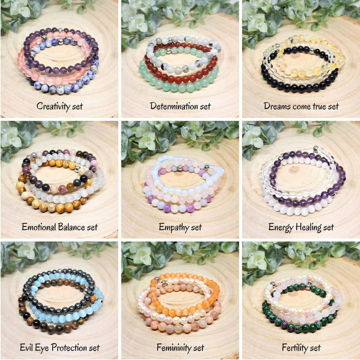Ensemble de bracelets de perles en cristal d'énergie curative Olivenorma