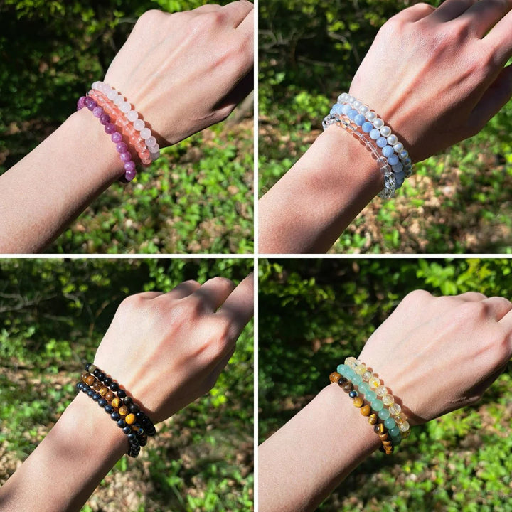 Ensemble de bracelets de perles en cristal d'énergie curative Olivenorma